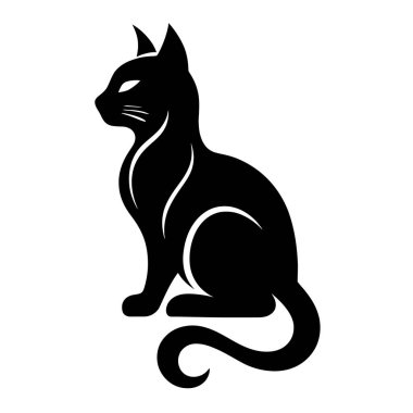 Kabile Kedi Silüeti Tasarımı. vektör: Dövme, simge, web grafik tasarımı ve bilgi konsepti olarak kullanmak için ideal.