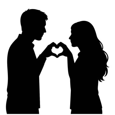 Kalp Şeklinde Eller Silüeti Aşk Birliğinin ve Duygusal Bağlantının Temsili