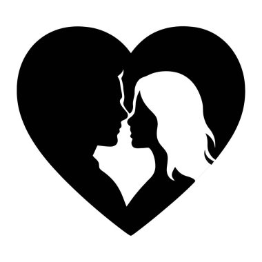 Kalp ve Çift Silueti Aşk Romantizm ve Bağlantının Sunumu