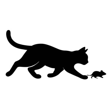 Kedi Avlayan Fare Silüeti Yırtıcı-Avcı Etkileşimi ve Doğal Davranış Sunumu