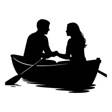 Sükunet Bağlantının ve Yansımanın Temsil Edildiği Tekne Siluetinde Bir Çift