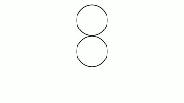 Çember desenli geometrik tasarım gösterimi yedi çember simetrik düzenleme basit siyah ve beyaz sanat