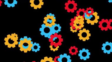 Makine mühendisliği ve endüstriyel uygulamalar için renkli vitesler arka plan vektör tasarımı animasyonu