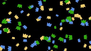 Parti dekorasyonu ve kutlama sanatı için mavi, yeşil ve sarı renkte bir taç deseni.