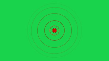 Yeşil zemin üzerinde eşmerkezli daireler çizen kırmızı bir hedef radar veya ses dalgası etkisi yaratır
