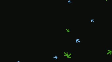 Siyah zemin üzerinde farklı yönleri gösteren yeşil ve mavi okları olan basit bir ok arkaplanı