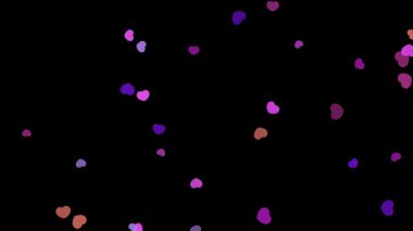 Sevgililer Günü Kalpleri romantik kutlama ve tatil tasarımı için siyah arkaplan üzerine düşüyor