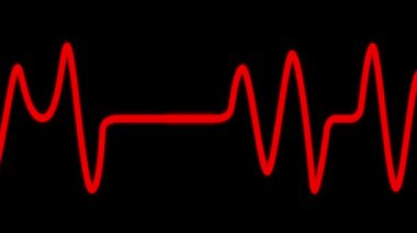 a red electrocardiogram line on a black background showing heart activity and health monitoring graph signal