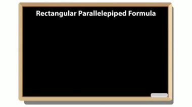 illustration of a rectangular parallelepiped formula with volume, surface area and diagonal on chalkboard