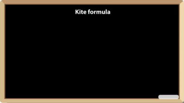 a kite formula diagram on a blackboard showing perimeter and area calculations with variables a b c and d
