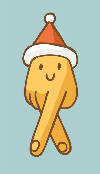 Karakter Natal Tangan Tangan Manusia Topi Santa Claus Mengisolasi Ilustrasi - Stok Vektor