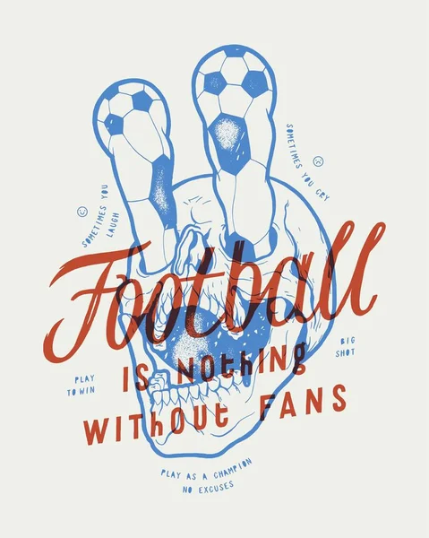 Fußballfan Totenkopf Totenkopf Mit Augen Form Von Ausrollenden Fußballbällen Fußball — Stockvektor