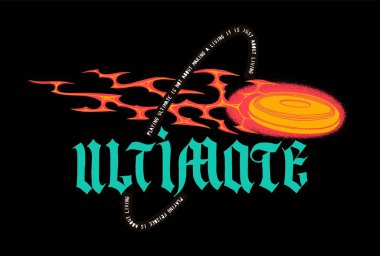 Son disk alev aldı. 90 'ların stili klasik tipografi ipekten tişört baskı vektör illüstrasyonuName