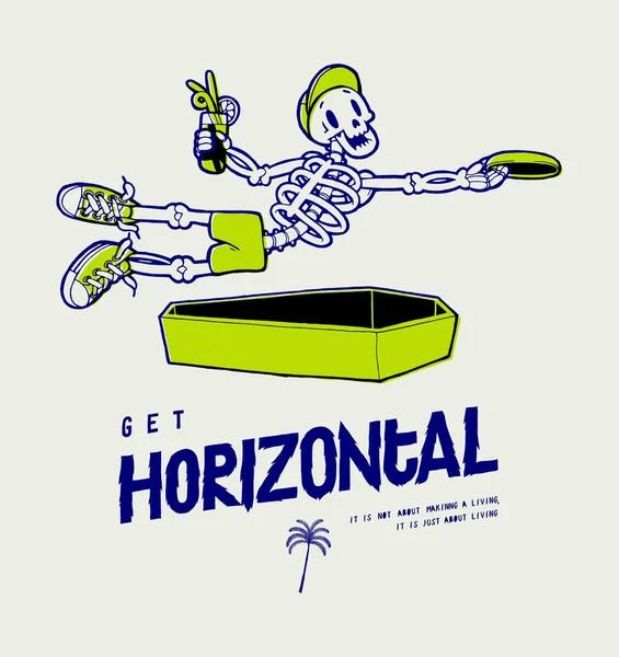Esqueleto Golfe Saltar Sobre Peito Fica Horizontal Ultimate Tipografia Vintage Gráficos De Vetores
