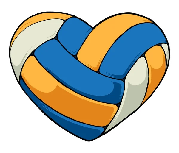 Волейбольне Серце Серце Забарвлене Волейбол Ізольовано Векторна Графіка