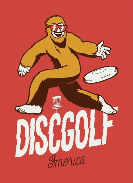 Golfe Disco Bigfoot Disco Lançamento Sasquatch Tipografia Vintage Serigrafia Shirt Vetores De Stock Royalty-Free