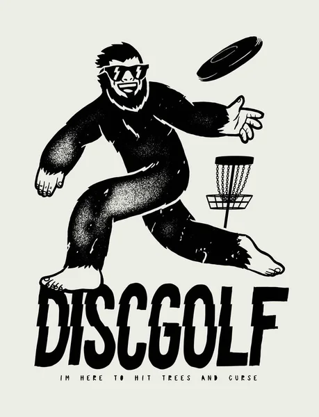 迪斯科高尔夫Bigfoot 太阳镜上的大鼻甲抛出了圆盘 老式排版丝屏圆盘高尔夫矢量图解 免版税图库插图
