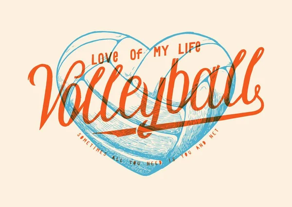 Coração Voleibol Amor Minha Vida Ilustração De Stock
