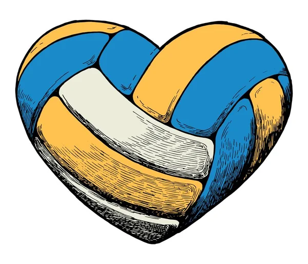 Coração Voleibol Bola Vôlei Forma Coração Ilustração Vetorial Isolado Vetor De Stock