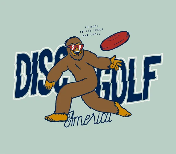 Bigfoot Disco Golfe Tipografia Vintage Serigrafia Shirt Impressão Vetor Ilustração Ilustração De Stock