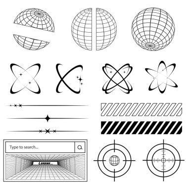 Y2K element tasarımı, Soyut grafik geometrik, moda tasarımı için sokak giyim tarzı