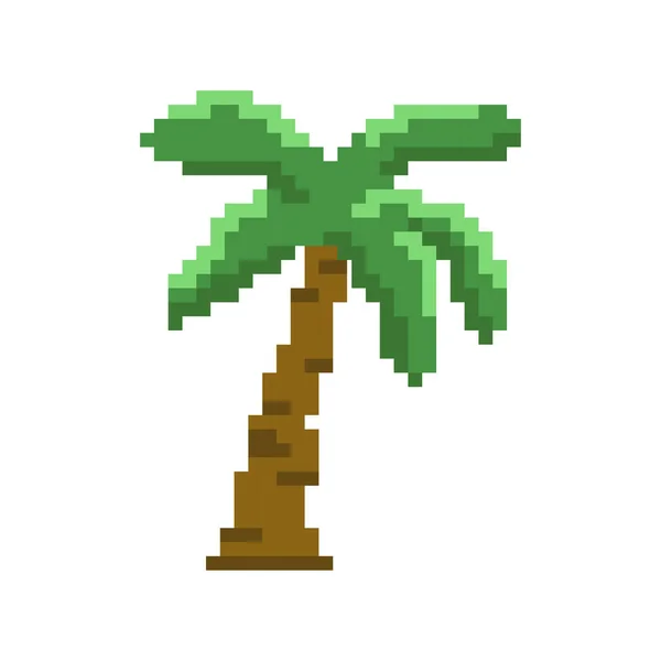Kokosowe Drzewo Pixel Sztuki Białym Tle — Wektor stockowy