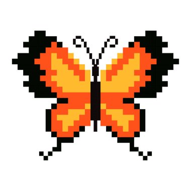 Kelebek pikseli, 8bit kelebek, arka planda bahar kelebeklerinin çizimi