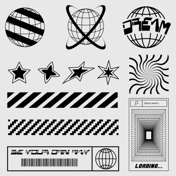 Sokak, Y2k, Rave, Retro fütüristik konsept elementleri, grafik geometrik semboller giyer 