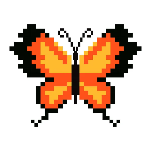 Пиксельное Искусство Бабочки Битная Бабочка Иллюстрация Весенних Бабочек Фоне — стоковый вектор