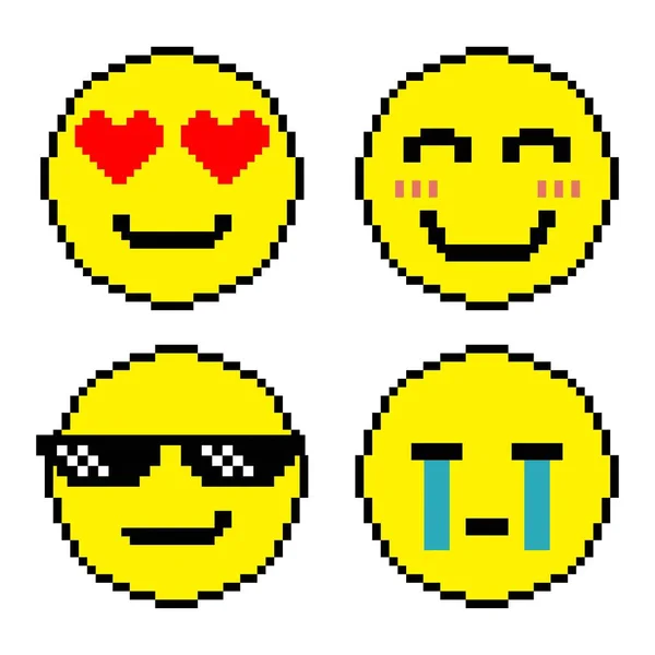 Emotie Emoji Pixel Art Pixel Art Emoji Icon Set — Stockvector