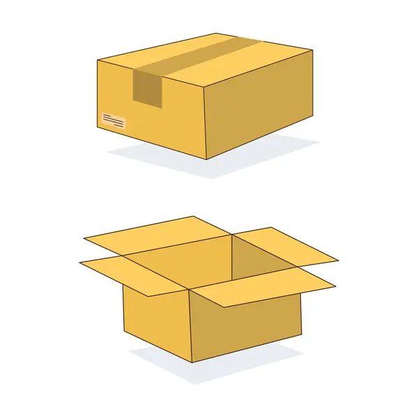 Caja Entrega Cartón Entrega Caja Cartón Para Enviar Caja Vacía — Vector de stock