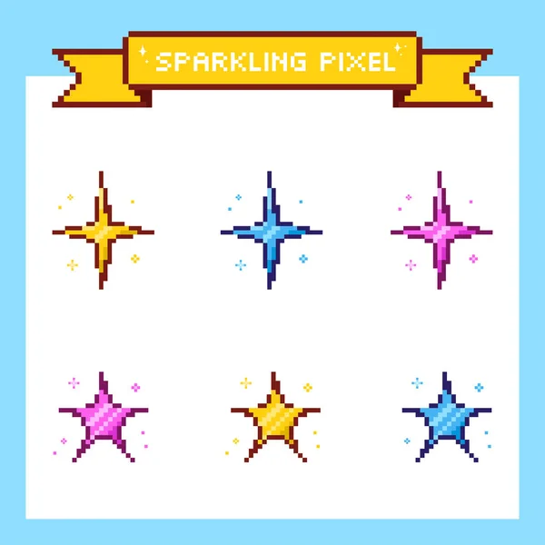 Renkli parıltı pikseli resim 8bit stili