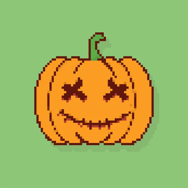 Pixel Kunst Halloween Pompoen 8Bit Stijl — Stockvector