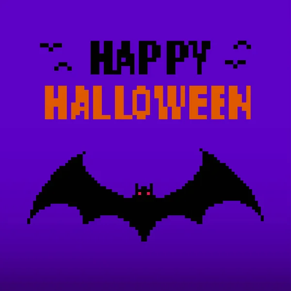 Feliz Halloween Bat Pixel Arte Estilo — Vetor de Stock
