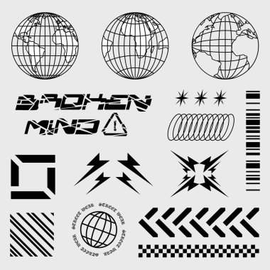 Giysi şablonu tasarımı için Retro Caddesi giysi elementi kümesi