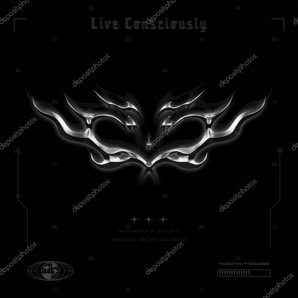 Street wear T shirt chrome neo tribal style template