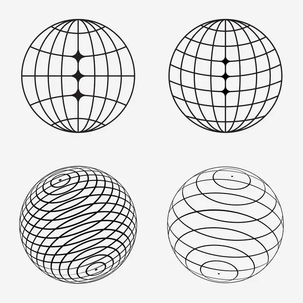 Globe Grid Sphères Rond Aplatir Élément Globe Vecteur En Vente