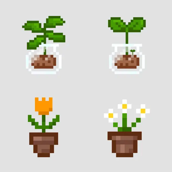 Pixel Art Fleur Dans Pot Vector Pixel Fleur Dans Pot Illustration De Stock