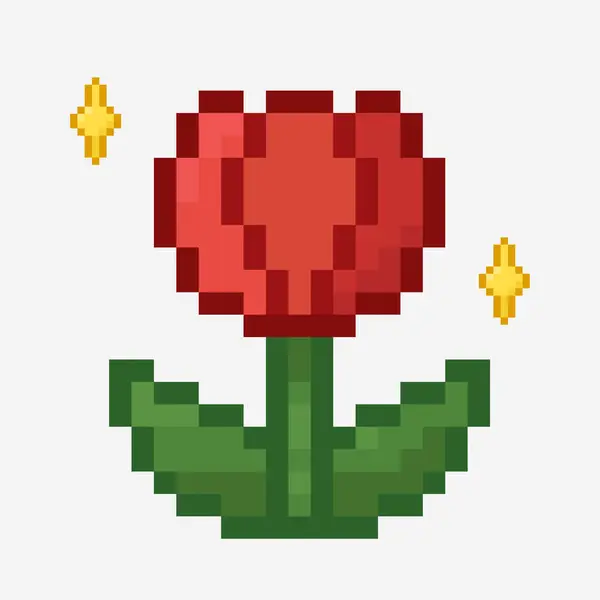 Pixel Art Vecteur Fleurs Tulipes Avec Style Scintillant Bits Vecteurs De Stock Libres De Droits