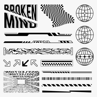 Sokak giyimi Hud Line elementleri, moda tasarımı için bilim kurgu elementleri