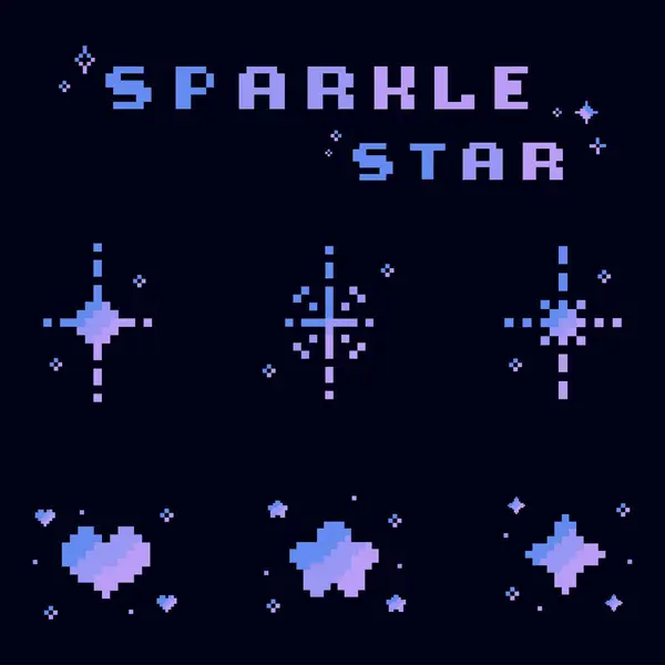 Dégradé Scintillant Étoile Pixel Art Set Illustration De Stock