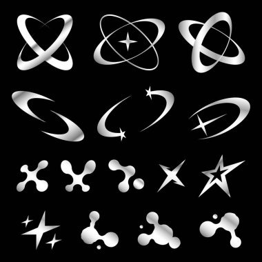 Y2K 'lı fütüristik krom ve soyut sembollerin cesur ve keskin bir koleksiyonu, sokak kıyafetleri tasarımı için mükemmel. Bu parlak bilim kurgu şekilleri metalik estetiği kozmik ve moleküler motiflerle birleştiriyor. Tişörtler ve kapüşonlular için ideal.,