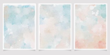 mavi ve bej suluboya ıslak yıkama sıçrama 5x7 davet kartı arkaplan şablonu koleksiyonu