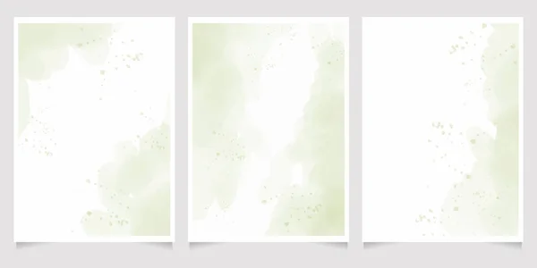 Abstrakte Lose Grüne Aquarell Hintergrund Für Hochzeitseinladungskarte Vorlage Layout 5X7 — Stockvektor