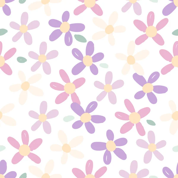 Roztomilý Jednoduchý Sedmikráska Divoký Květ Pastel Hladký Vzor — Stockový vektor