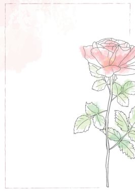 pembe gevşek suluboya çizgisi sanat gülü çiçek buket çerçeve 5x7 davetiye yıkama kart yıkama arka plan şablon koleksiyonu