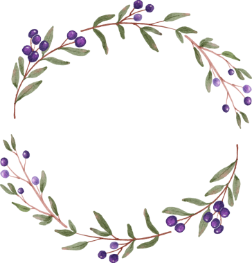 suluboya mavi meyve çelengi çerçevesi