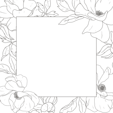 Karalama çizgisi sanatsal şakayık çiçekli buket çelenk kare çerçeve afiş arka planı