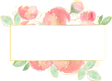 suluboya gül buketi çerçeveli altın çizgili sanat rozeti