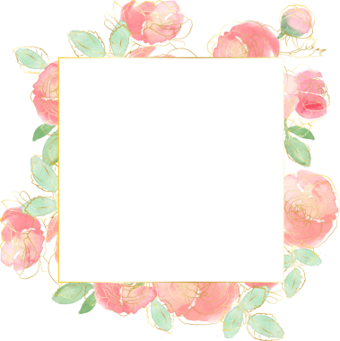 Altın çizgili suluboya gül çiçeği buketi.